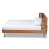 Baxton Studio Rina Walnut Finished and Rattan Queen Size Platform Bed with Headboard 159-9814-9815